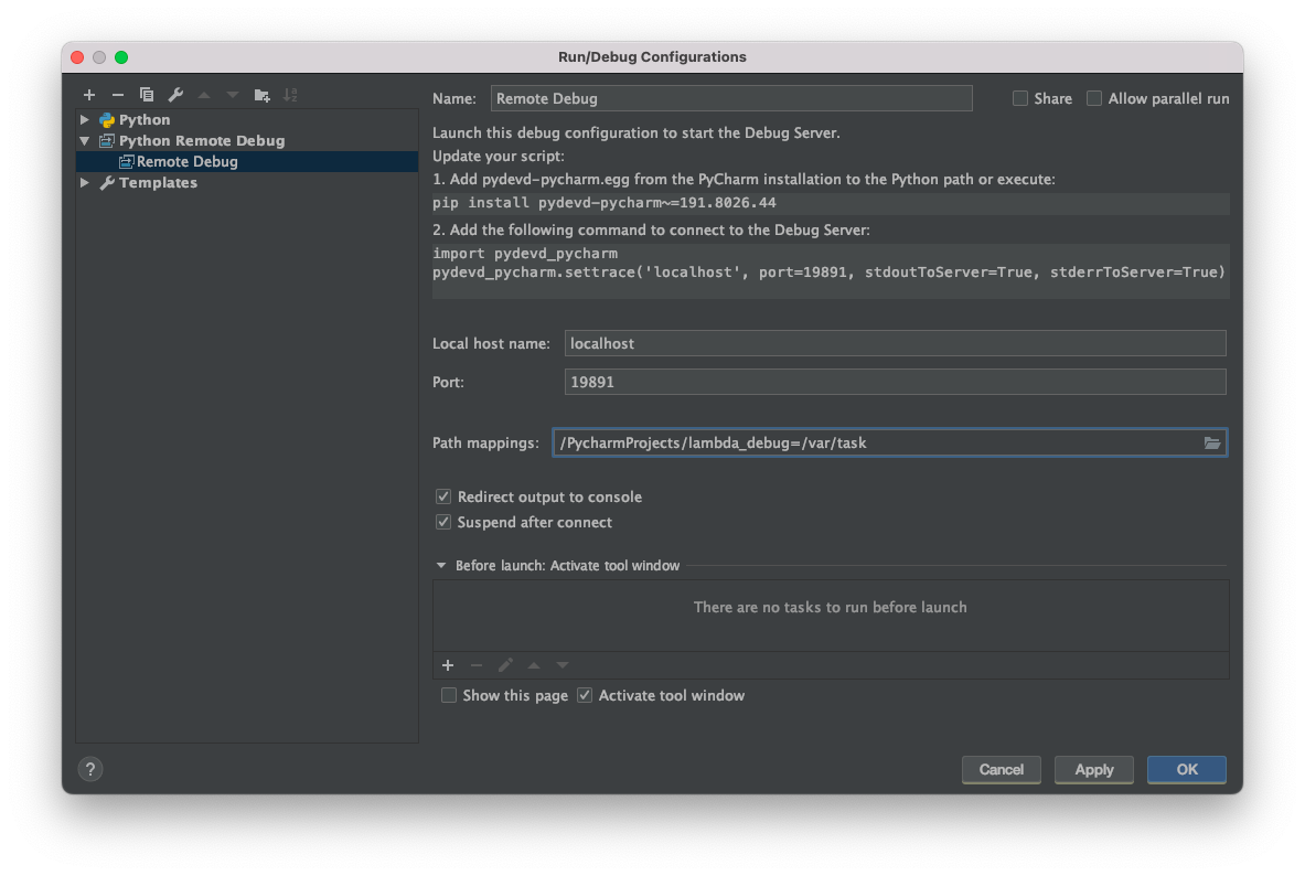 PyCharm Professional Remote Debugging Configuration